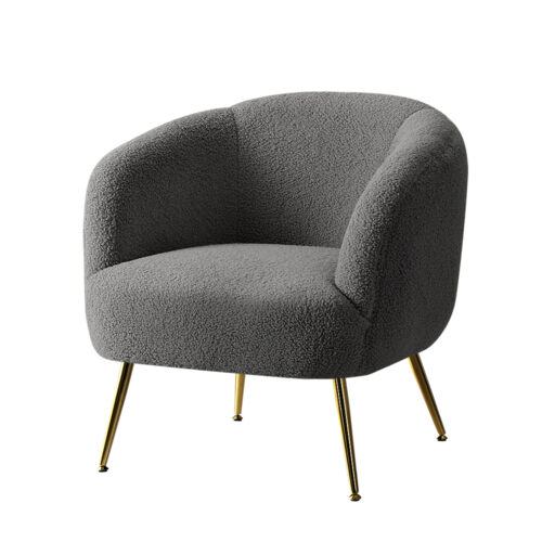 Artiss Armchair Lounge Chair Accent Chairs Arm Armchairs Sherpa Boucle Charcoal - Image 2