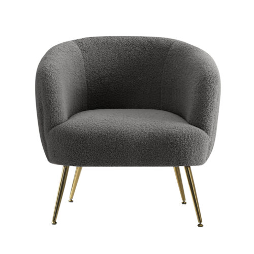 Artiss Armchair Lounge Chair Accent Chairs Arm Armchairs Sherpa Boucle Charcoal - Image 4