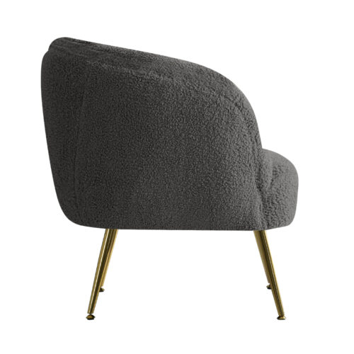 Artiss Armchair Lounge Chair Accent Chairs Arm Armchairs Sherpa Boucle Charcoal - Image 5