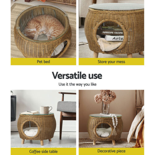 Gardeon Coffee Side Table Wicker Aluminium Desk Pet Bed Storage Outdoor Furniture - Image 6
