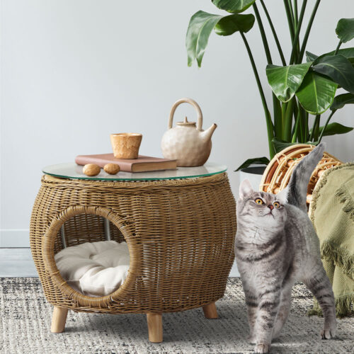 Gardeon Coffee Side Table Wicker Aluminium Desk Pet Bed Storage Outdoor Furniture - Image 9