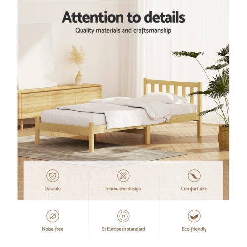 Artiss Bed Frame Single Size Wooden Oak SOFIE - Image 4