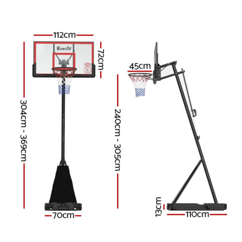 Everfit 3.05M Basketball Hoop Stand System Adjustable Height Portable Red Pro - Image 2