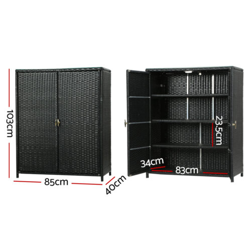 Gardeon Outdoor Storage Cabinet Box Garage Wicker Shelf Chest Garden Shed Tools - Image 4