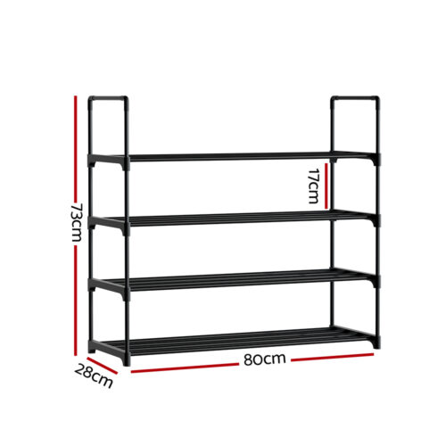 Artiss Shoe Rack 4-tier 16 Pairs Stackable Black - Image 4