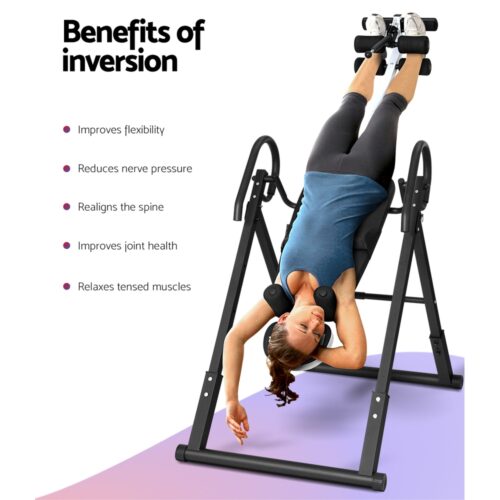 Everfit Inversion Table Gravity Exercise Inverter Back Stretcher Home Gym Grey - Image 4