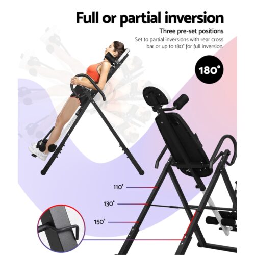 Everfit Inversion Table Gravity Exercise Inverter Back Stretcher Home Gym Grey - Image 6
