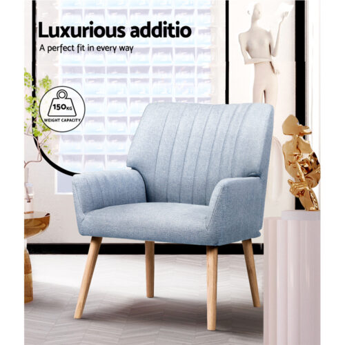 Artiss Armchair Fabric Blue Grey Sebastini - Image 4