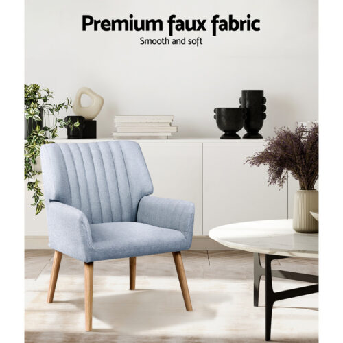 Artiss Armchair Fabric Blue Grey Sebastini - Image 5