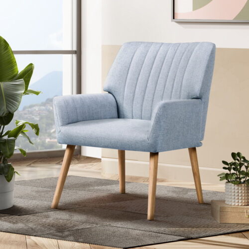 Artiss Armchair Fabric Blue Grey Sebastini - Image 7