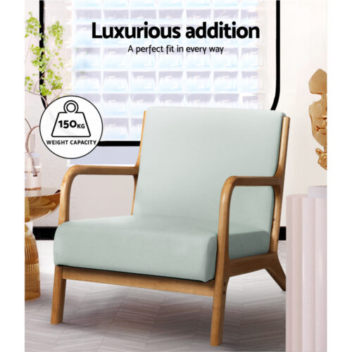 Artiss Armchair Fabric Grey Olive - Image 4