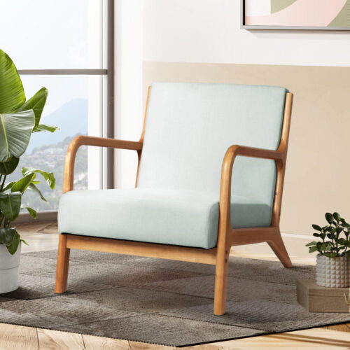Artiss Armchair Fabric Grey Olive - Image 7