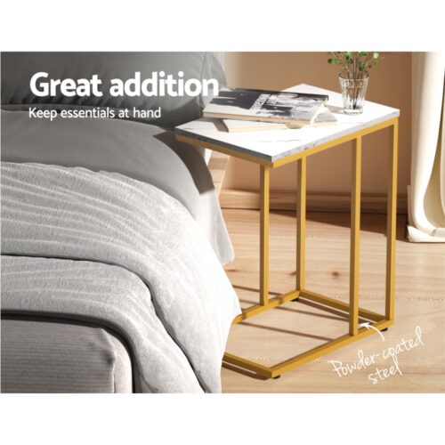 Artiss Coffee Table Side Table Marble Effect Emma - Image 7