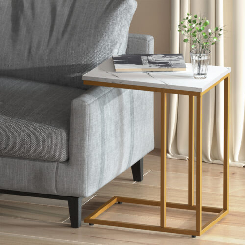 Artiss Coffee Table Side Table Marble Effect Emma - Image 8