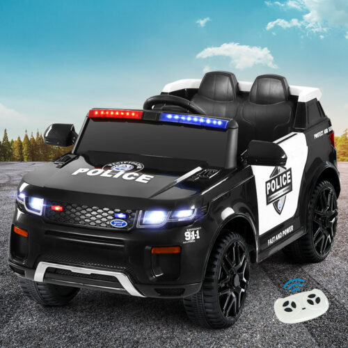 Electric Ride On Car Rigo Kids Patrol Police Ride On Cars Horn Music Remote Black - Image 7