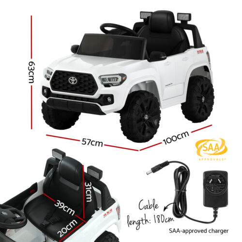 Kids Electric Ride On Car Toyota Tacoma Off Road Jeep Toy Cars Remote 12V Whte - Image 3