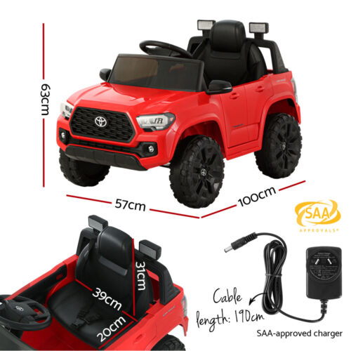 Kids Electric Ride On Car Toyota Tacoma Off Road Jeep Toy Cars Remote 12V Red - Image 3