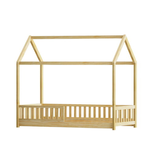Artiss Bed Frame Wooden Kids House Frame Oak ROCK - Image 2