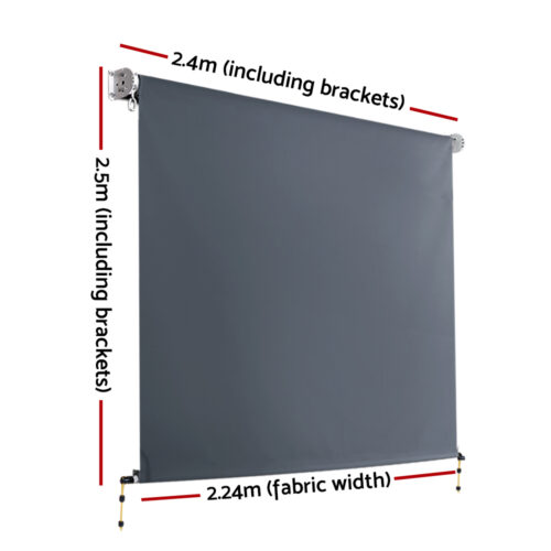 Instahut 2.4X2.5M Outdoor Blinds Awning Roll Down Canopy Retractable Outdoor Blinds Window Shade Grey - Image 3
