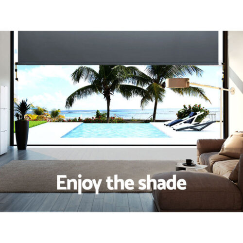Instahut 2.4X2.5M Outdoor Blinds Awning Roll Down Canopy Retractable Outdoor Blinds Window Shade Grey - Image 6