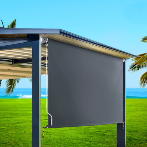 Instahut 2.4X2.5M Outdoor Blinds Awning Roll Down Canopy Retractable Outdoor Blinds Window Shade Grey - Image 9