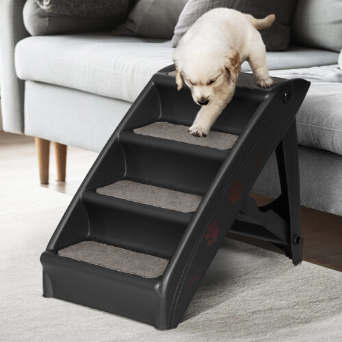 i.Pet Dog Ramp Steps For Bed Sofa Car Pet Stairs Ladder Portable Foldable Black - Image 9