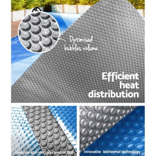 Aquabuddy Pool Cover 6.5x3m 400 Micron Silver Swimming Pool Solar Blanket 4m Roller - Image 4