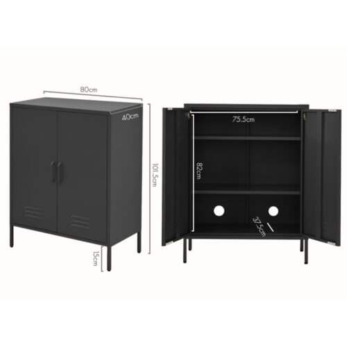 Artiss Buffet Sideboard Metal Cabinet - SWEETHEART Charcoal - Image 4