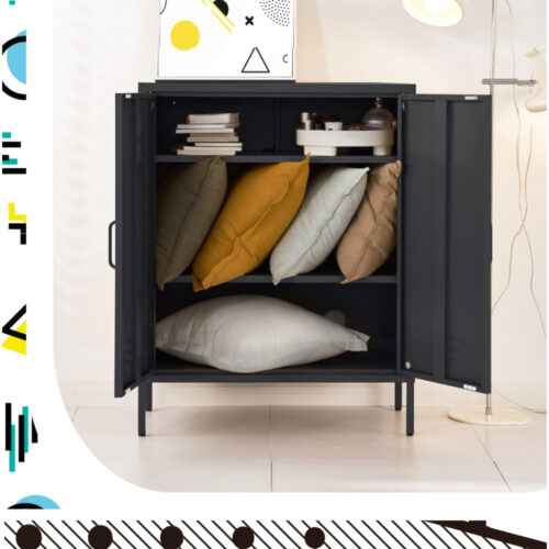 Artiss Buffet Sideboard Metal Cabinet - SWEETHEART Charcoal - Image 8