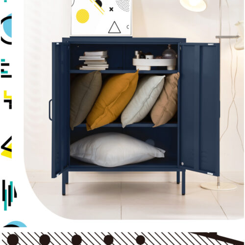 Artiss Buffet Sideboard Metal Cabinet - SWEETHEART Blue - Image 8