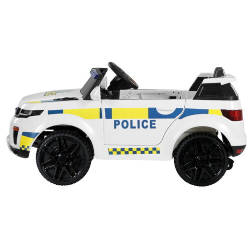Rigo Kids Electric Ride On Patrol Police Car Horn Music Remote White - Image 3