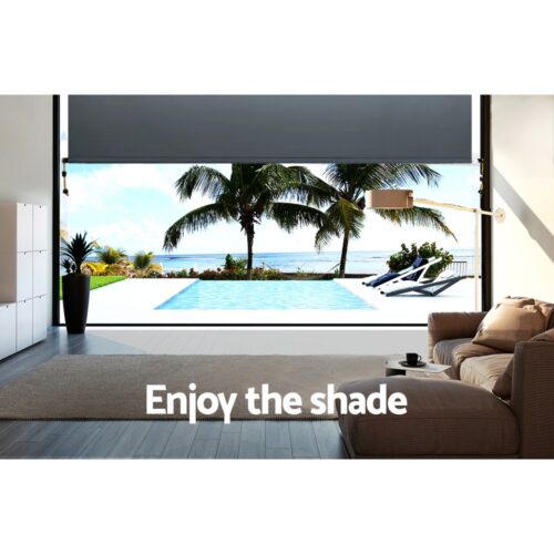 Instahut 2.7X2.5M Outdoor Blinds Awning Roll Down Canopy Retractable Outdoor Blinds Window Shade Grey - Image 6