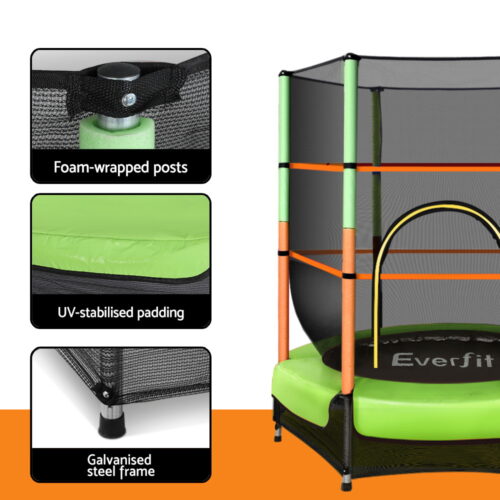 Everfit 4.5FT Trampoline for Kids Trampoline w/ Enclosure Safety Net Rebounder Gift Green - Image 7