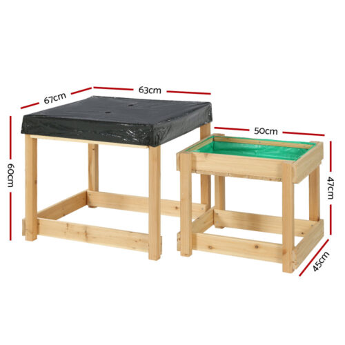 Keezi Kids Sandpit Wooden Sandbox Sand Pit Water Table Outdoor Toys 101cm - Image 3