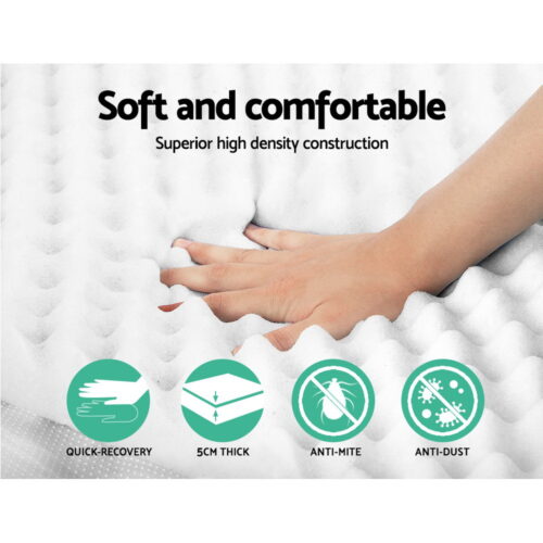Giselle Bedding Foam Mattress Topper Egg Crate 5cm Double - Image 6