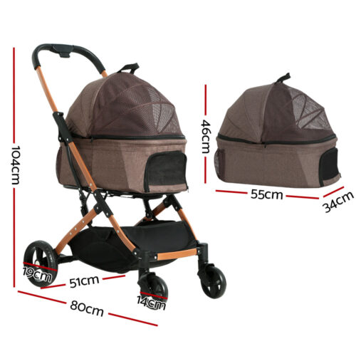 i.Pet Pet Stroller Dog Pram Large Cat Carrier Travel Foldable 4 Wheels Pushchair Double - Image 3