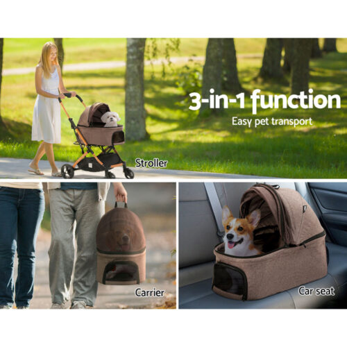i.Pet Pet Stroller Dog Pram Large Cat Carrier Travel Foldable 4 Wheels Pushchair Double - Image 6