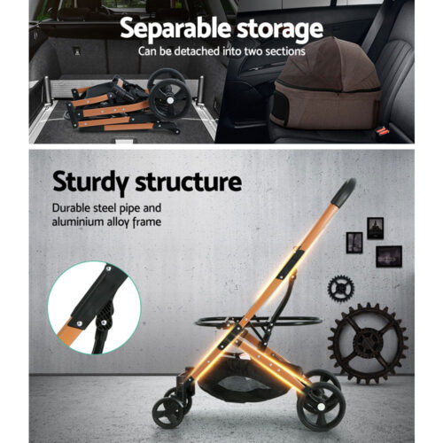 i.Pet Pet Stroller Dog Pram Large Cat Carrier Travel Foldable 4 Wheels Pushchair Double - Image 8