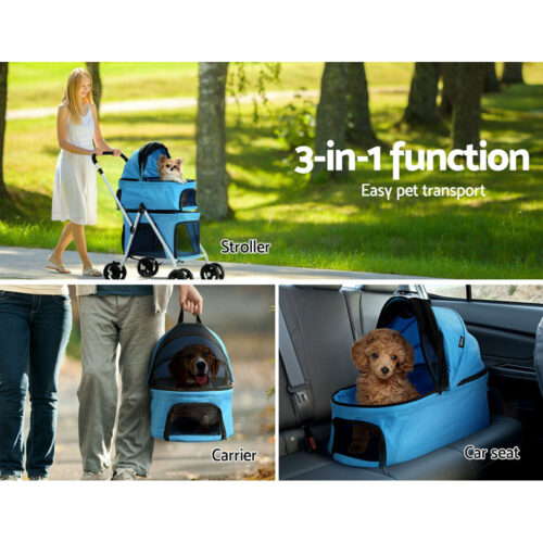 i.Pet Pet Stroller Dog Pram Large Cat Carrier Travel Foldable 4 Wheels Double - Image 7