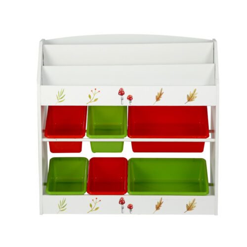 Keezi 3 Tiers Kids Bookshelf Storage Children Bookcase Toy Box Organiser Rack 6 Bins - Image 5