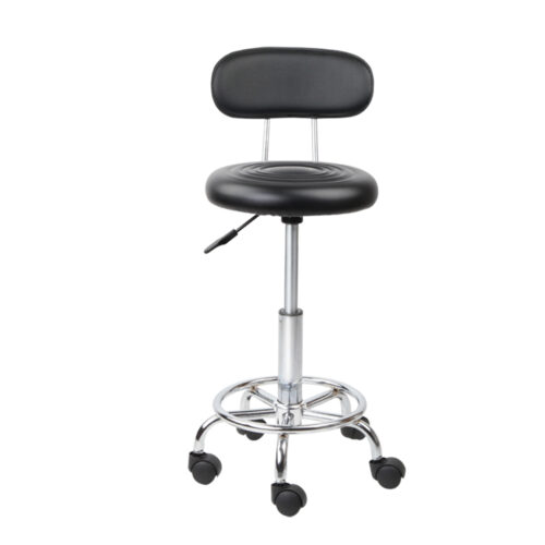 Artiss 2x Salon Stool Swivel Chair Backrest Black - Image 6