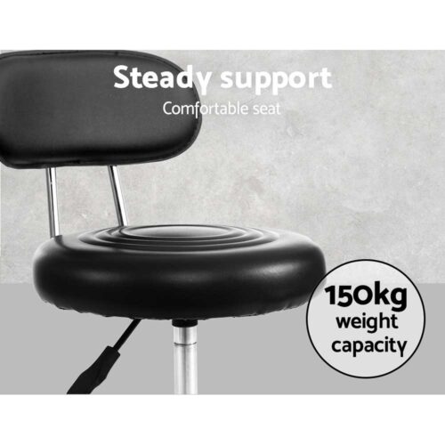 Artiss 2x Salon Stool Swivel Chair Backrest Black - Image 9