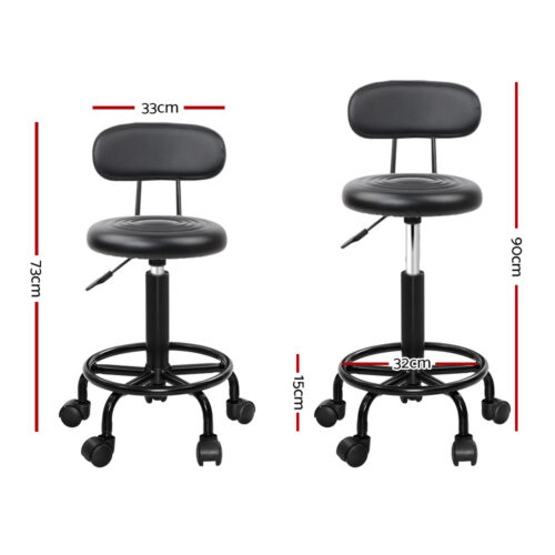 Artiss 2x Salon Stool Swivel Chair Backrest - Image 3