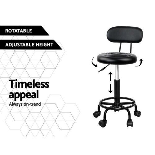Artiss 2x Salon Stool Swivel Chair Backrest - Image 10
