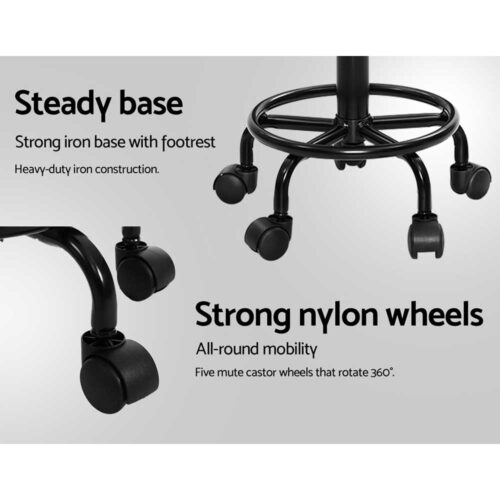 Artiss 2x Salon Stool Swivel Chair Backrest - Image 14