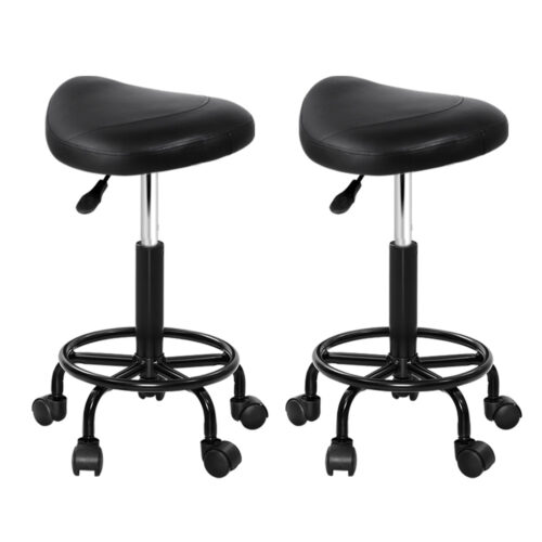 Artiss 2x Salon Stool Saddle Swivel Chair - Image 2