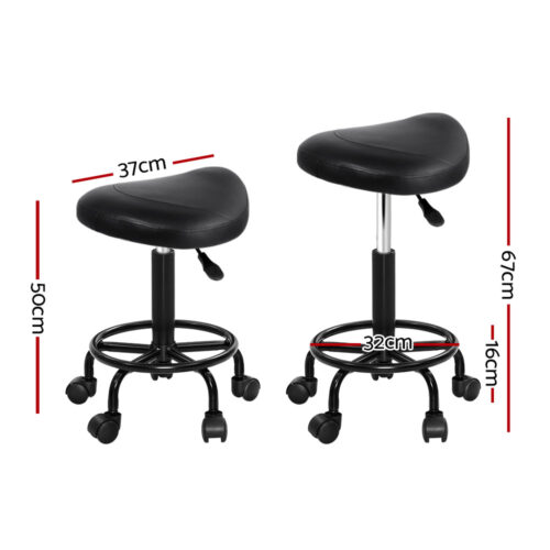 Artiss 2x Salon Stool Saddle Swivel Chair - Image 3