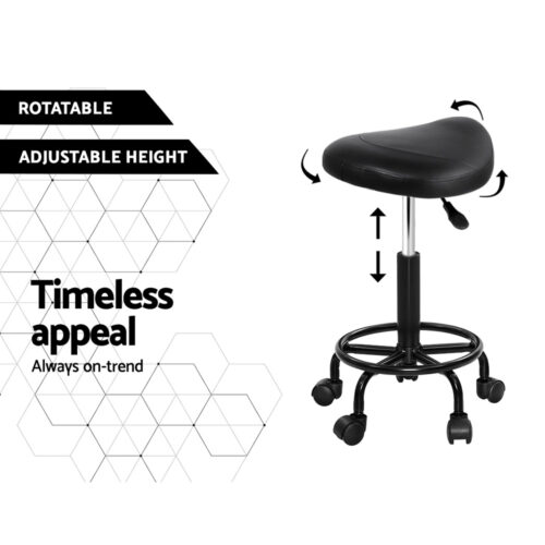Artiss 2x Salon Stool Saddle Swivel Chair - Image 10