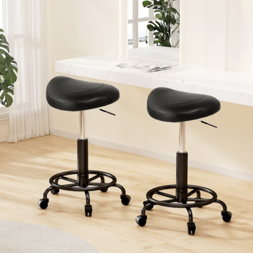 Artiss 2x Salon Stool Saddle Swivel Chair - Image 13