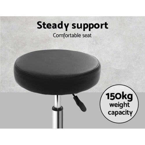 Artiss 2x Salon Stool Round Swivel Chair Black - Image 12